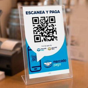 Exhibidor Hablador Acrílico de Mesa Tipo L