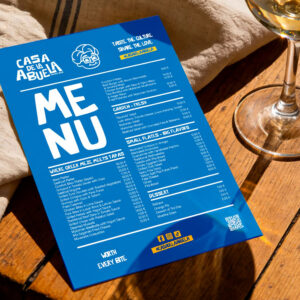 Menú para restaurante en PVC
